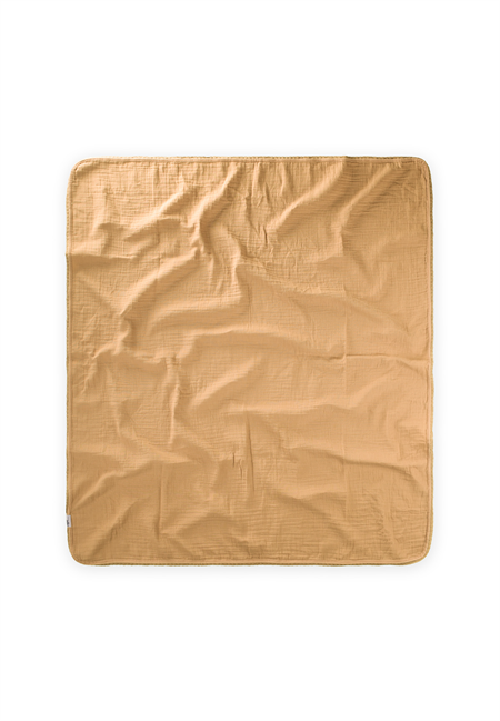 Dantel İşlemeli Tekkat Müslin Battaniye 100X100 cm +/- 3 cm Hardal Sarı