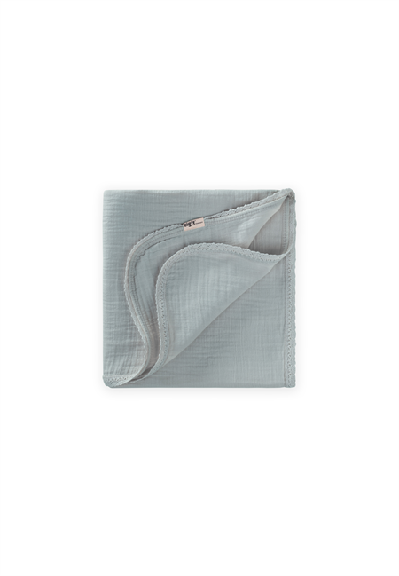Dantel İşlemeli Tekkat Müslin Battaniye 100X100 cm +/- 3 cm Mint Yeşil