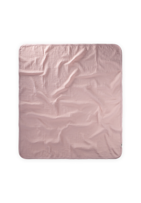 Dantel İşlemeli Tekkat Müslin Battaniye 100X100 cm +/- 3 cm Pudra Pembe