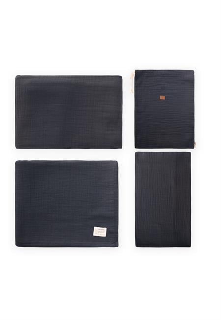 Keseli Müslin Nevresim Takımı 100X135 cm +/ - 3cm Çarşaf 120X150 Yastık 35X45 cm FÜME