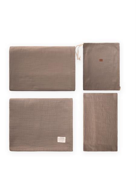 Keseli Müslin Nevresim Takımı 100X135 cm +/ - 3cm Çarşaf 120X150 Yastık 35X45 cm Toprak