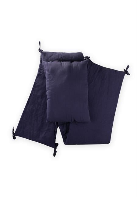 Müslin Bebek Yatak Koruma Yastık Seti (Yıkanmıştır) 32X180 cm +/- 2 cm Lacıvert