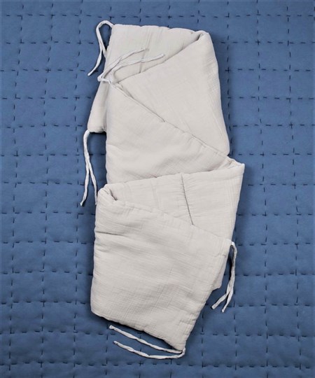 Müslin Bebek Yatak Koruma Yastık Seti (Yıkanmıştır) 32X180 cm +/- 2 cm Gri
