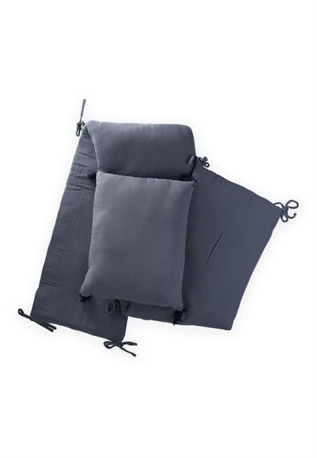 Müslin Bebek Yatak Koruma Yastık Seti (Yıkanmıştır) 32X180 cm +/- 2 cm ANTRASİT