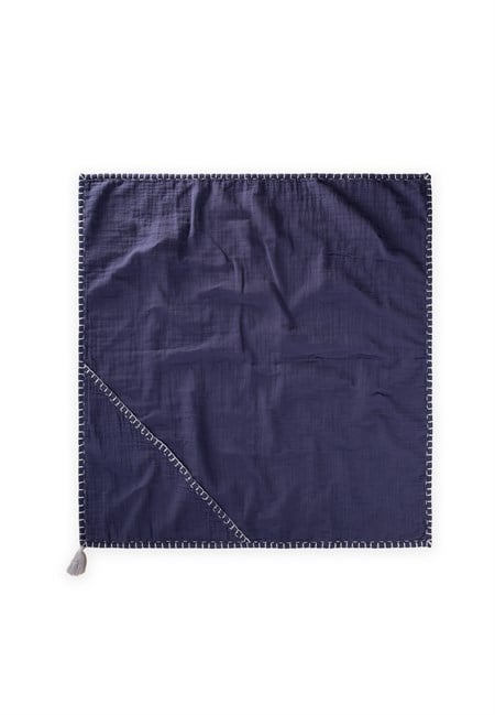 Çift Kat El İşi Müslin Üçgen Havlu (Yıkanmıştır) 75X75 cm LACİVERT