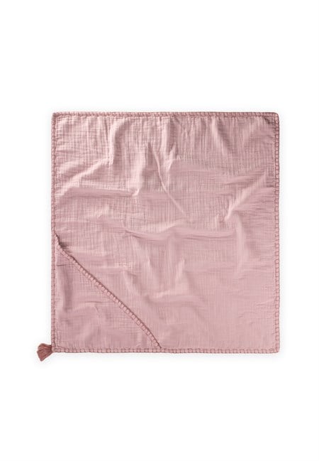 Çift Kat El İşi Müslin Üçgen Havlu (Yıkanmıştır) 75X75 cm LEYLAK