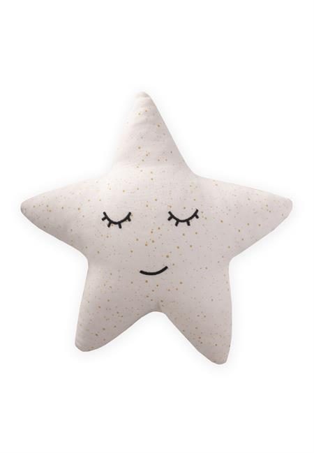 Varak Baskılı Yıldız Süs Bebek Yastık 35X35 cm EKRU