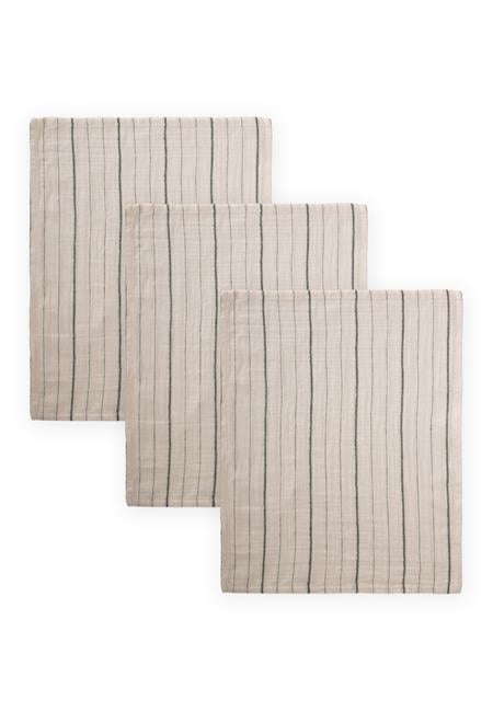 Üçlü Müslin Ağız Bezi 20x30 cm YEŞİL ÇİZGİLİ