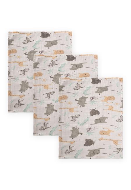 Üçlü Müslin Ağız Bezi 20x30 cm HAYVAN BASKILI