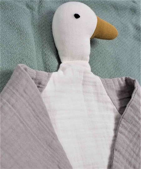 Ördek Müslin Uyku Arkadaşı (Yıkanmıştır) 35x35 cm Ekru-Gri