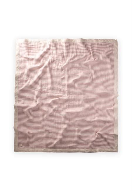 Kalın Biyeli Çift Kat Ham Battaniye 85X90 Cm GÜL KURUSU ÇİZGİLİ