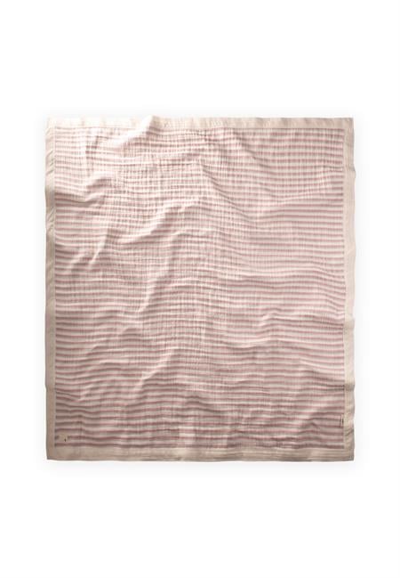 Kalın Biyeli Çift Kat Ham Organik Müslin Battaniye 85X90 Cm Mint Yeşili-Gül Kurusu