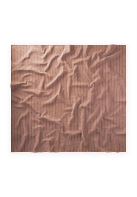 Organik Müslin Naturel Battaniye 90X100Cm Kahve Çift Çizgili
