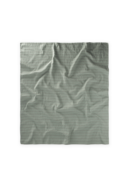 Naturel Organik Müslin Battaniye 90X100Cm Yeşil Çift Çizgili