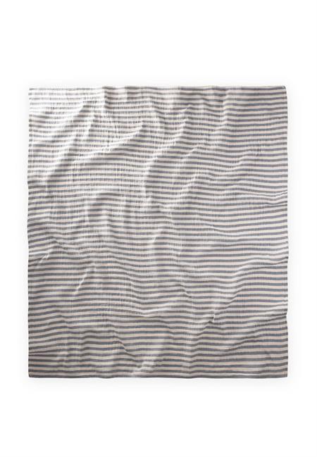 Naturel Organik Müslin Battaniye 90X100Cm Lacivert Kalın Çizgili