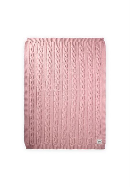 Saç Örgü Triko Battaniye 80X100 Cm (+/-5 Cm) Pudra Pembe