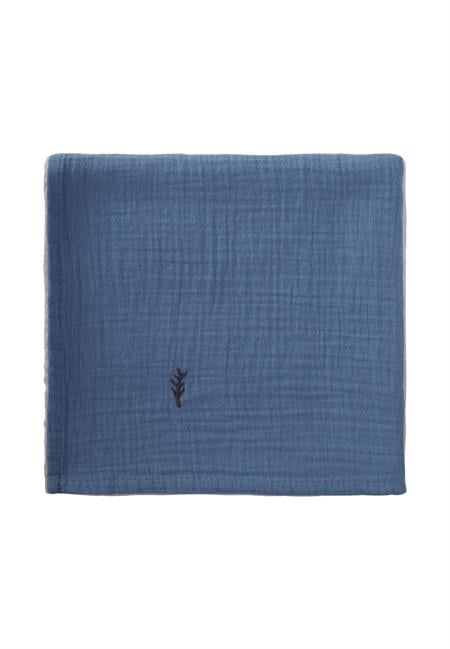 Nakışlı Müslin Battaniye 90X100 Cm İndigo Mavi