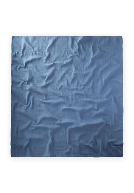 Nakışlı Müslin Battaniye 90X100 Cm İndigo Mavi