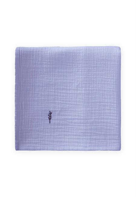 Nakışlı Organik Müslin Battaniye 90X100 Cm K Mavi