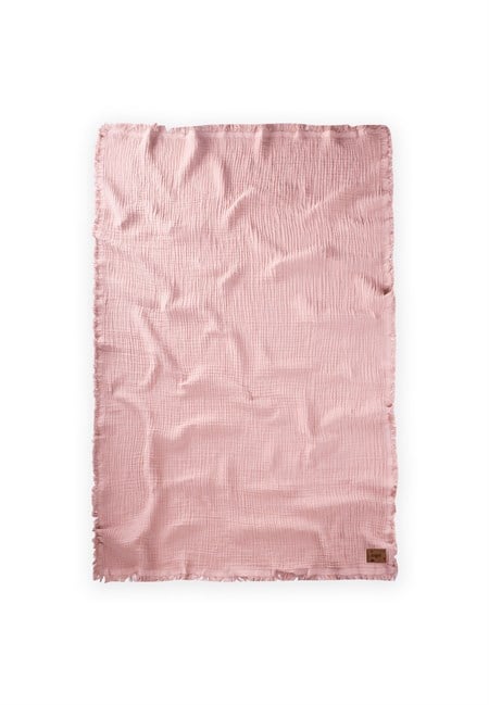 Müslin Dört Kat Yatak Örtüsü 200X220 Cm Pudra Pembe