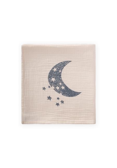Ay Baskılı Naturel Battaniye 90X100 Cm İNDİGO BASKILI