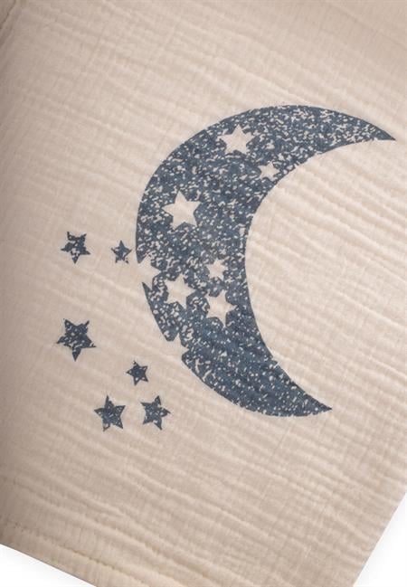 Ay Baskılı Naturel Battaniye 90X100 Cm İNDİGO BASKILI