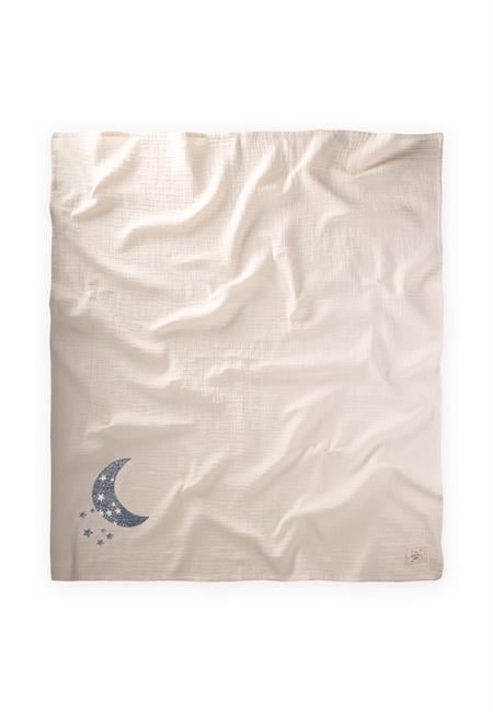 Ay Baskılı Naturel Battaniye 90X100 Cm İNDİGO BASKILI