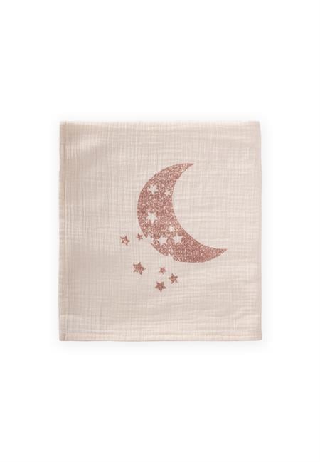 Ay Baskılı Naturel Battaniye 90X100 Cm Bakır Baskılı