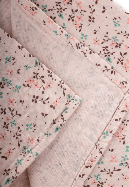 Baskılı Müslin Battaniye 90X100 Cm PUDRA ÇİÇEKLİ