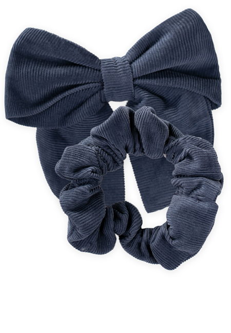 Kurdeleli Ve Lastikli Saç Tokası Lacivert