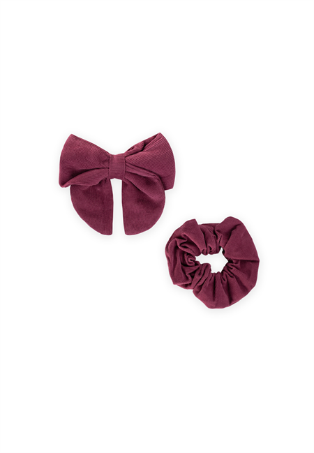 Kurdeleli Ve Lastikli Saç Tokası Bordo