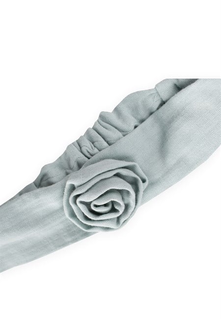 Müslin Gül Figürlü Lastik Bandana Çağla Yeşili