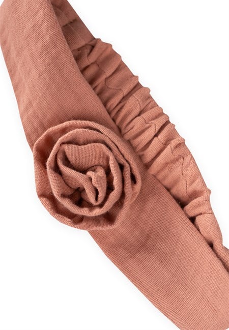 Müslin Gül Figürlü Lastik Bandana Yavruağzı