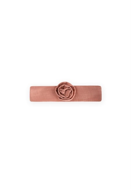 Müslin Gül Figürlü Lastik Bandana Yavruağzı
