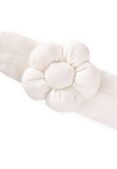 Müslin Papatya Lastikli Bandana Ekru