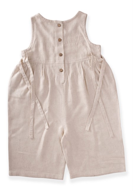 Kolsuz Bağcıklı Keten Tulum 2-6 Yaş Naturel