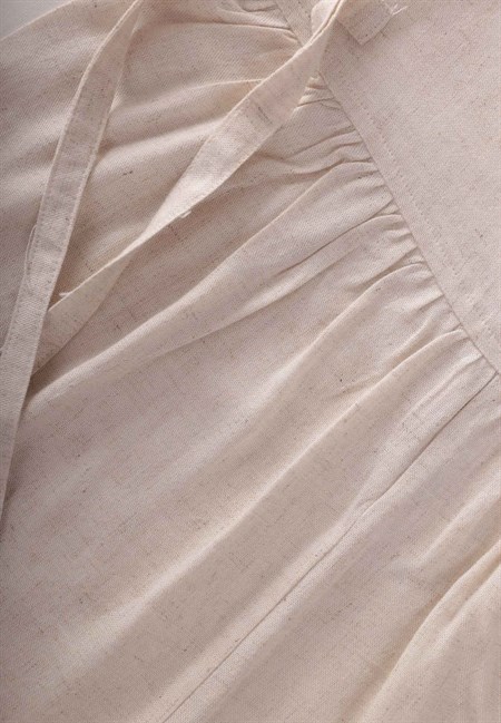 Kolsuz Bağcıklı Keten Tulum 2-6 Yaş Naturel