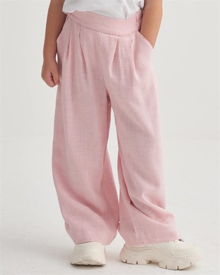 Pileli Bol Pantolon 2-7 Yaş Pembe
