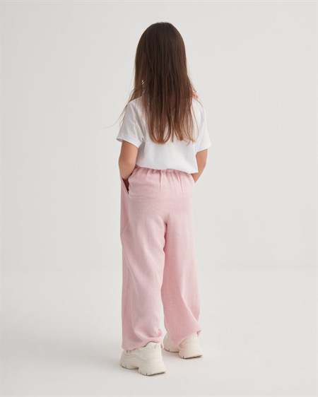 Pileli Bol Pantolon 2-7 Yaş Pembe