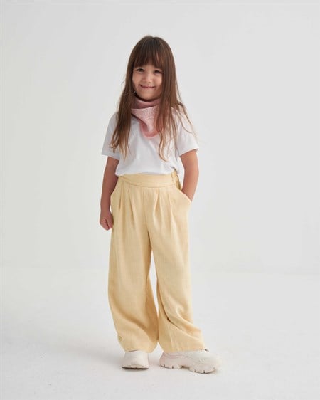 Pileli Bol Pantolon 2-7 Yaş Sarı