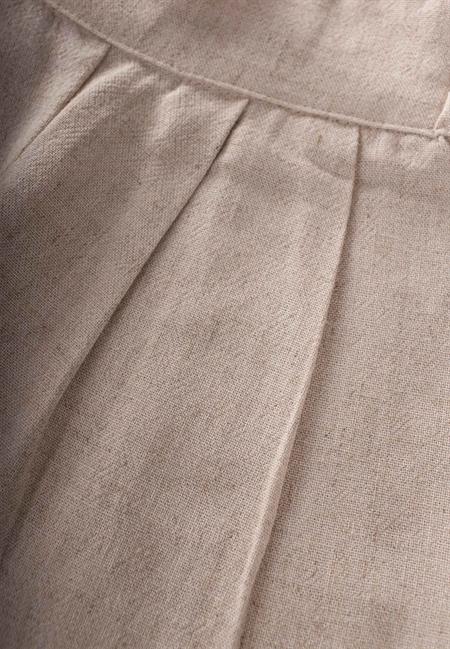 Pileli Keten Bol Pantolon 2-7 Yaş Naturel