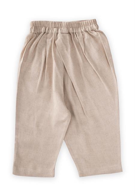 Çapraz Pileli Keten Pantolon 2-7 Yaş Naturel
