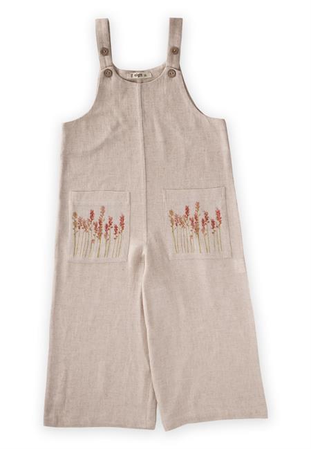 Uzun Cepli Keten Salopet 2-7 Yaş Naturel