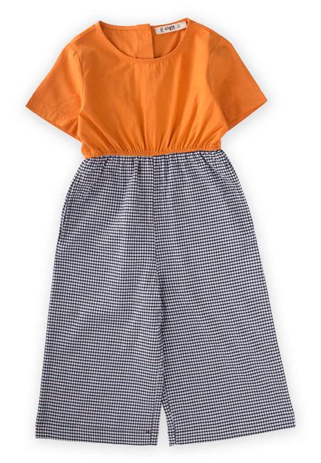 Pöti Kareli Kısa Kollu Tulum 2-7 Yaş Oranj