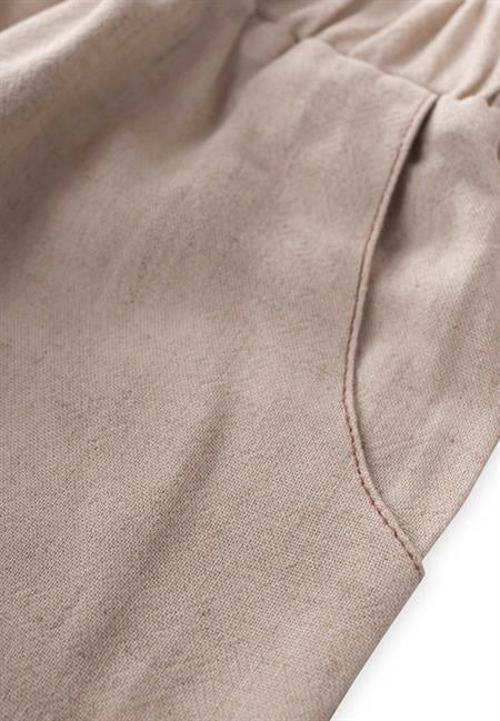 Keten Paçası Lastikli Kargo Pantolon 2-7 Yaş Naturel