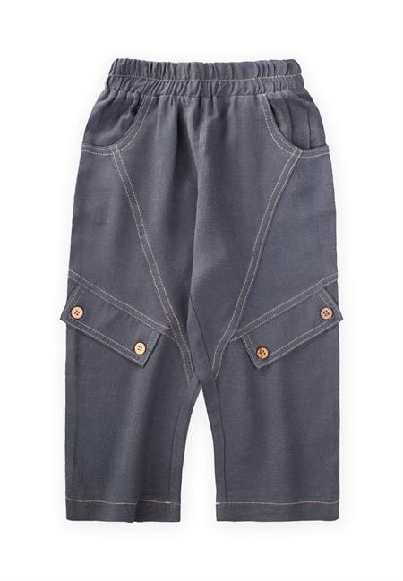 Dizi Kapaklı Keten Pantolon 2-7 Yaş Antrasit