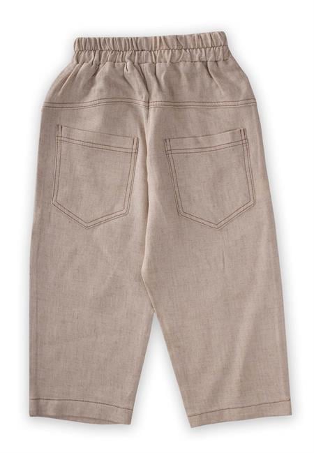 Dizi Kapaklı Keten Pantolon 2-7 Yaş Naturel