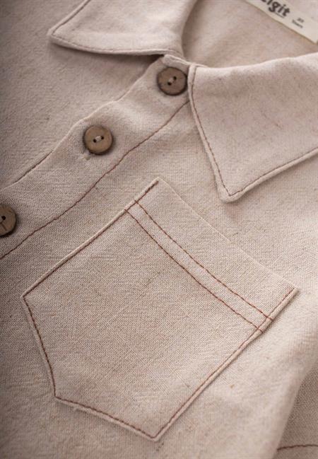 Kısa Kollu Keten Gömlek 2-7 Yaş Naturel