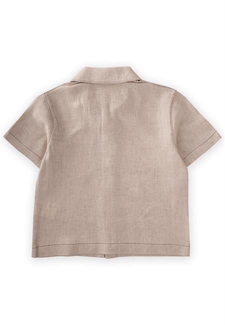 Kısa Kollu Keten Gömlek 2-7 Yaş Naturel