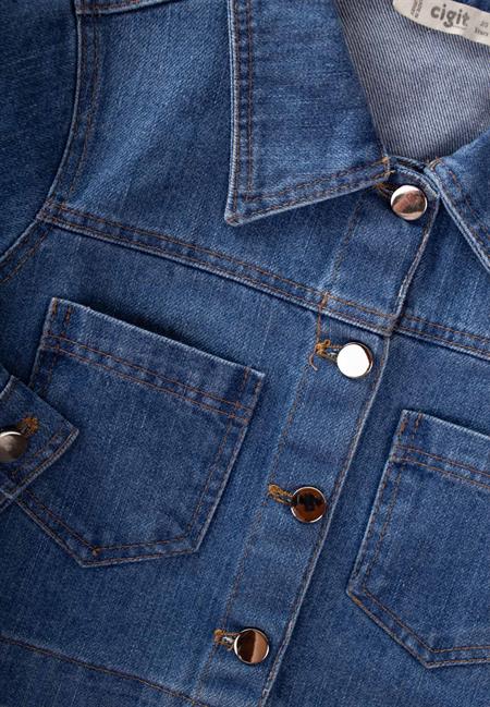 Önleri Cepl iKot Ceket 2-7 Yaş MAVİ